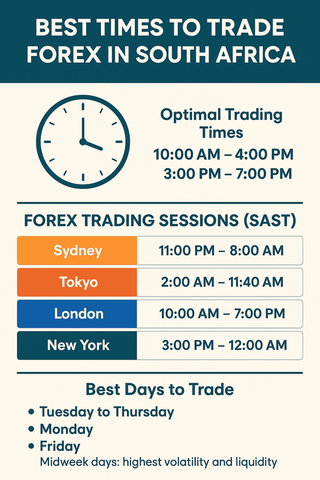 Best times to trade forex in South Africa