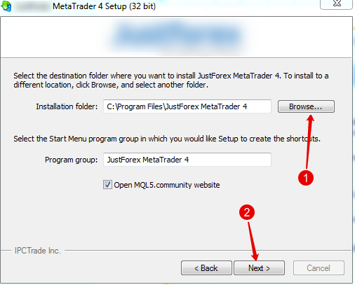 Select Instalation Folder for Second Terminal MT4