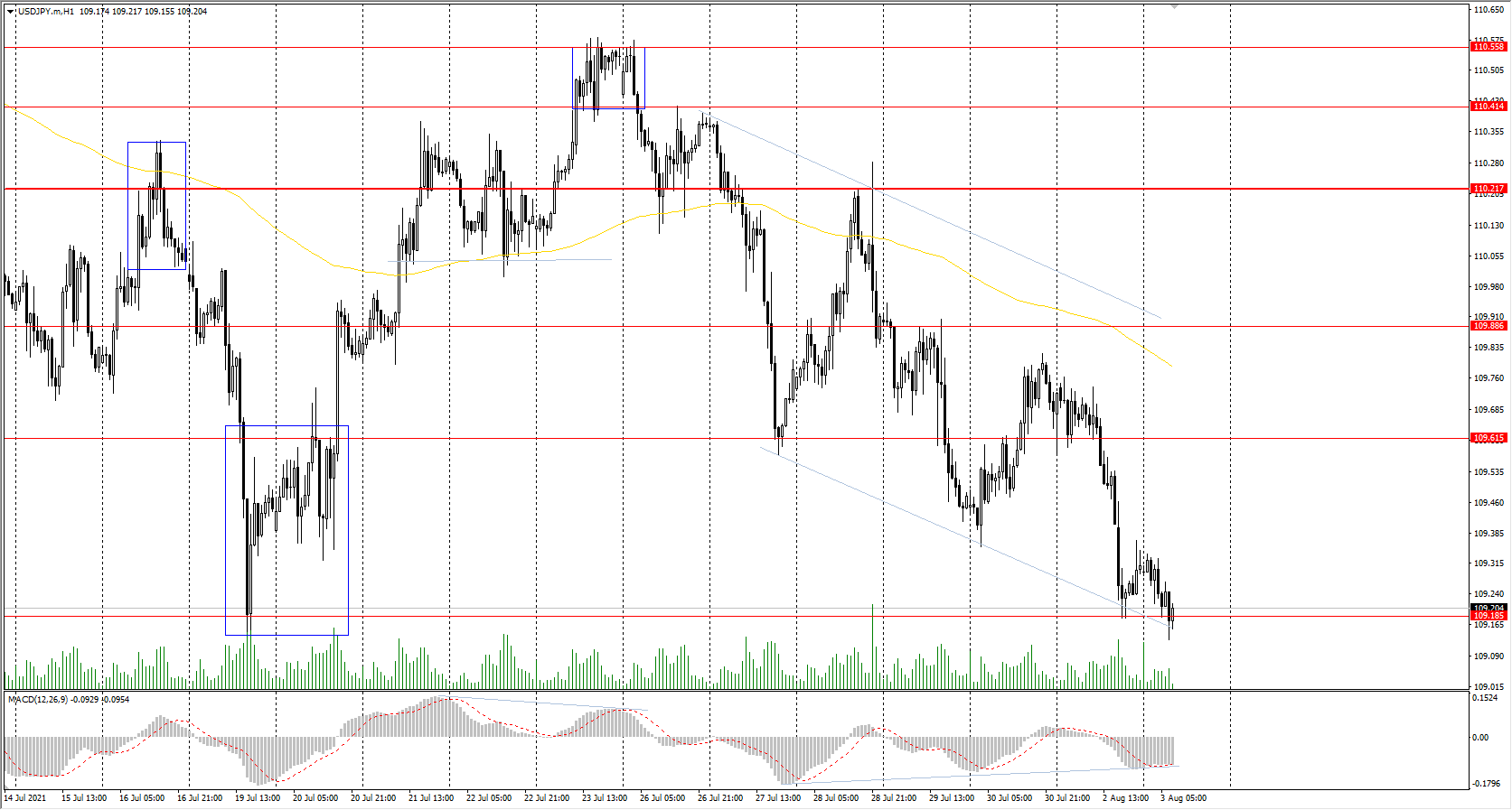  The USD/JPY currency pair decreased by&nbsp;0.33% on Monday. The strengthening of the Japanese yen was primarily due to the rise in the&nbsp;6J futures yesterday (inverse correlation). But now, the futures reached the resistance level, while the USD/JPY went to the support level. Considering the divergence on the MACD indicator, a corrective bounce is highly probable. The Japanese Ministry of Finance raised its economic estimates for 3 out of&nbsp;11 regions of the country and also kept its positive outlook for the third quarter. 