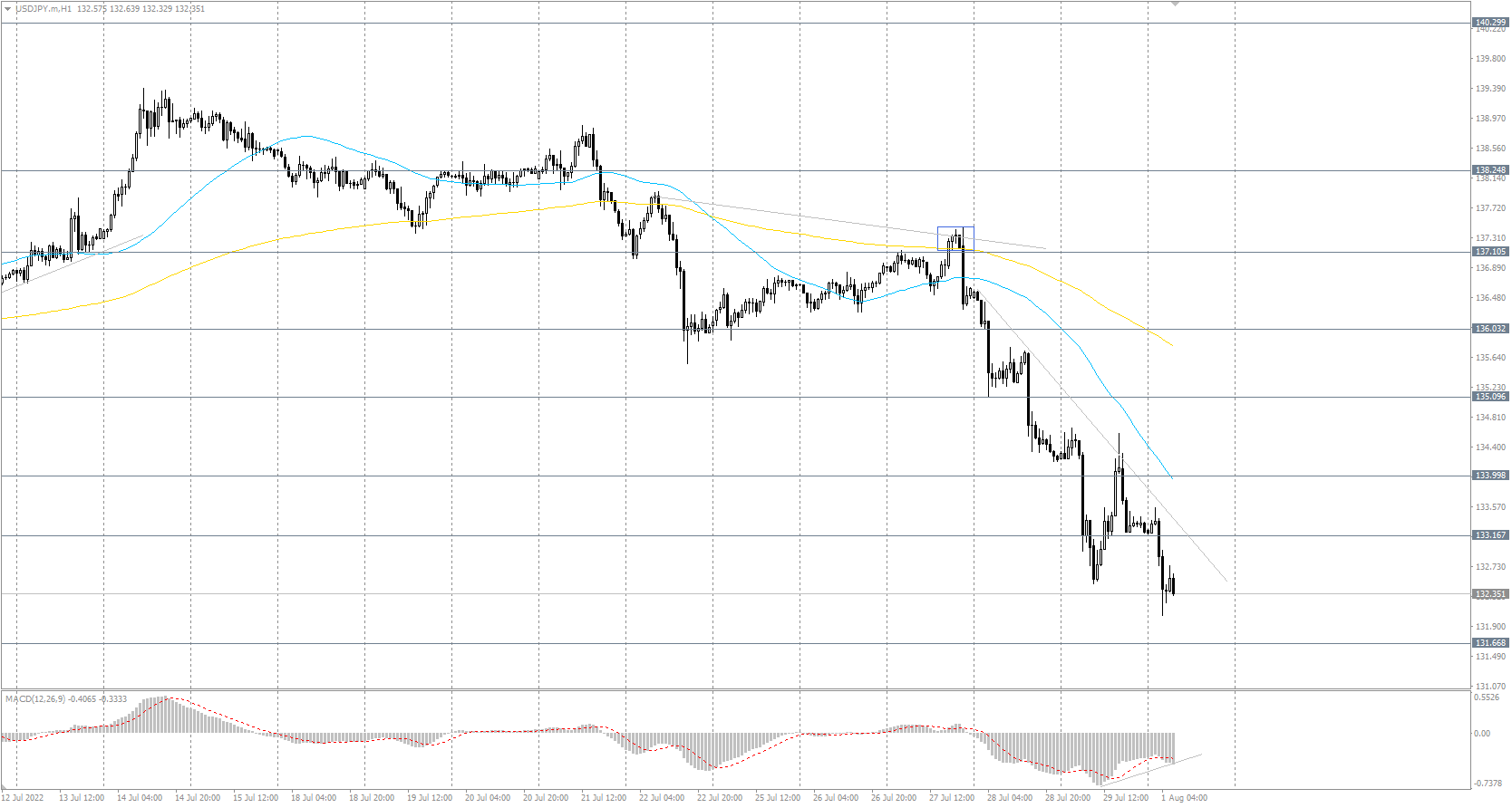  The USD/JPY currency pair 