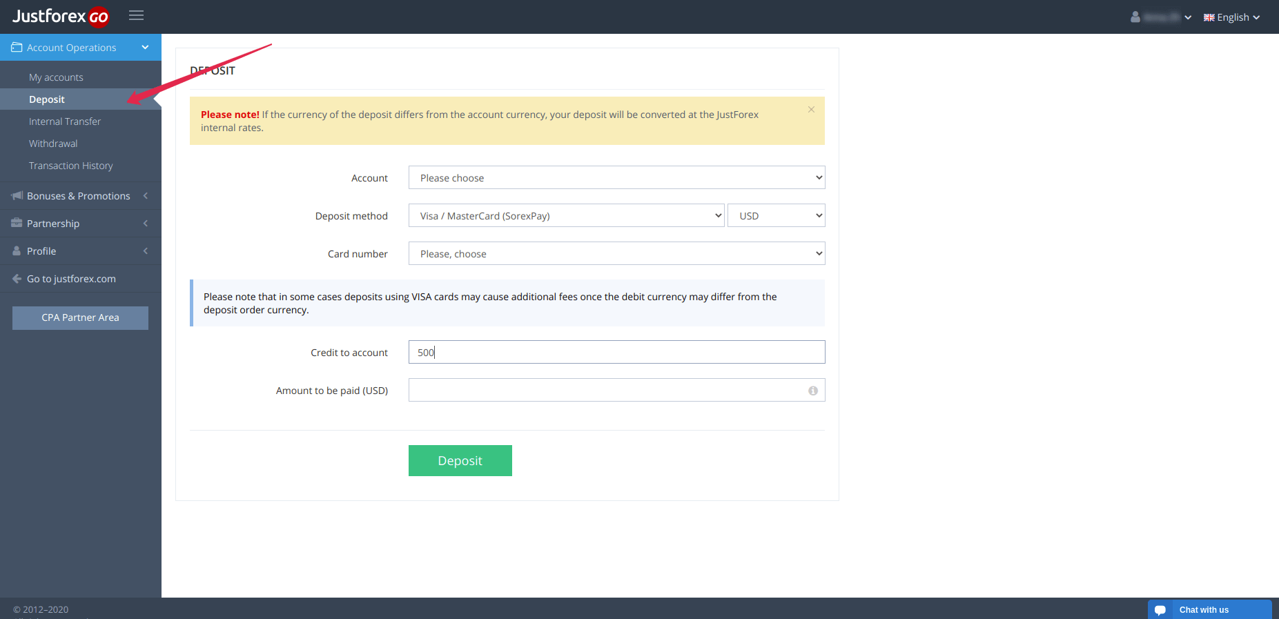 Deposit my Account